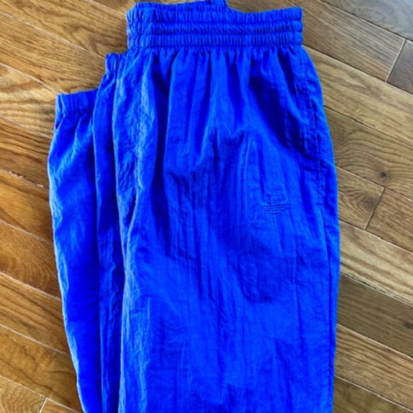 90’s PERFECT AdidasTrack Pants Loose Fit Nylon Color: Indigo - Women's Med. - Picture 2 of 5
